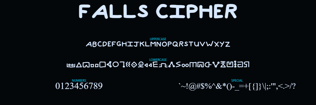 Falls cipher font specimen